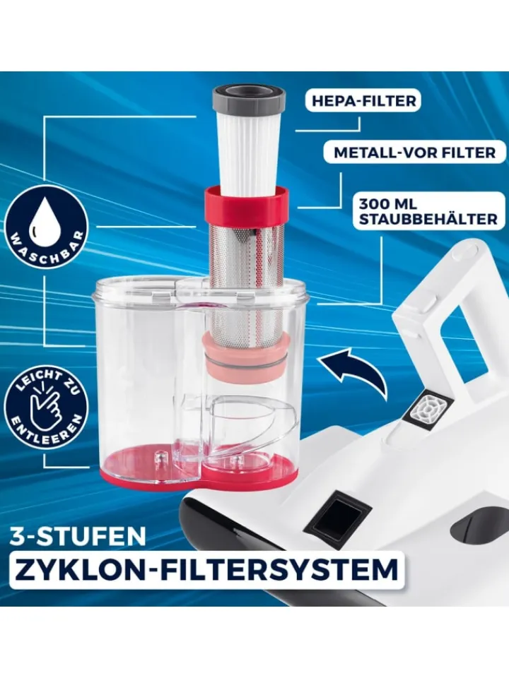 CLEANmaxx Staubsauger<Milben-Handstaubsauger 400W weiß/rot