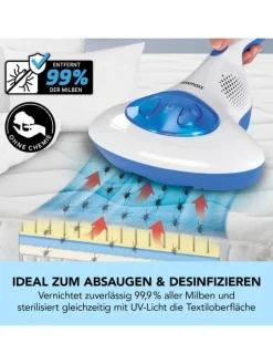 CLEANmaxx Staubsauger<Milben-Handstaubsauger mit UV-C-Licht - blau/weiß
