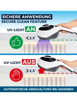 CLEANmaxx Staubsauger<Milbensauger Vibration - entfernt 99,9 % aller Milben - mit UV-C-Licht