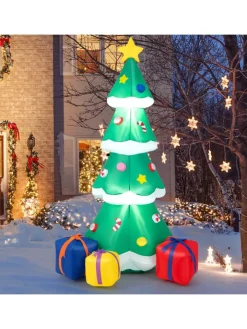 COSTWAY Künstliche Weihnachtsbäume<180cm aufblasbarer LED Weihnachtsbaum in Grün