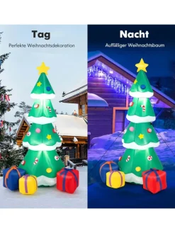 COSTWAY Künstliche Weihnachtsbäume<180cm aufblasbarer LED Weihnachtsbaum in Grün