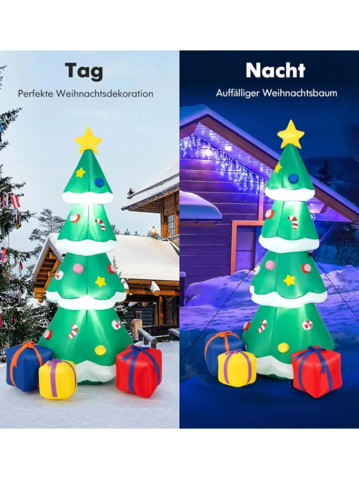 COSTWAY Künstliche Weihnachtsbäume<180cm aufblasbarer LED Weihnachtsbaum in Grün