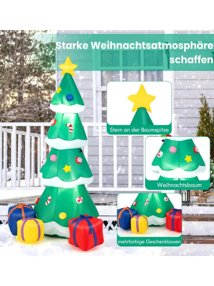 COSTWAY Künstliche Weihnachtsbäume<180cm aufblasbarer LED Weihnachtsbaum in Grün