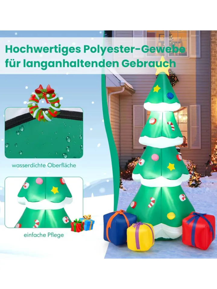 COSTWAY Künstliche Weihnachtsbäume<180cm aufblasbarer LED Weihnachtsbaum in Grün