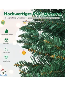 COSTWAY Künstliche Weihnachtsbäume<270cm Bleistift Weihnachtsbaum in Grün