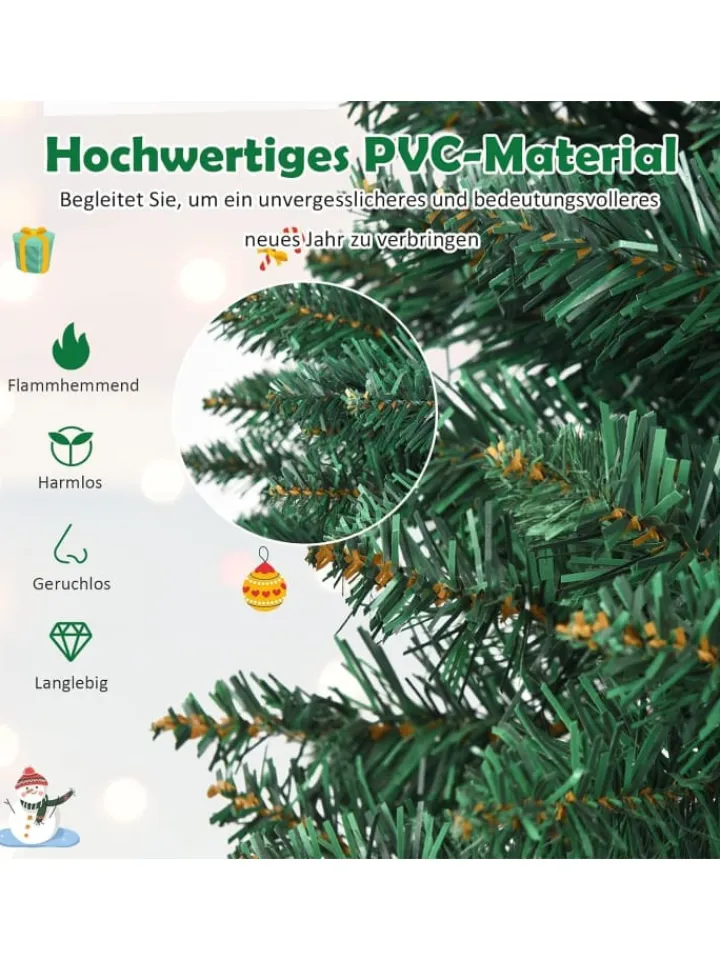 COSTWAY Künstliche Weihnachtsbäume<270cm Bleistift Weihnachtsbaum in Grün