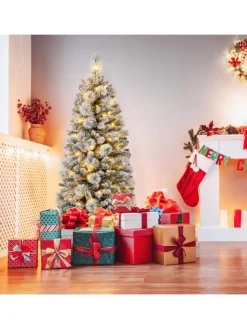 COSTWAY Künstliche Weihnachtsbäume<150cm Künstlich Weihnachtsbaum mit Beleuchtung in Weiß