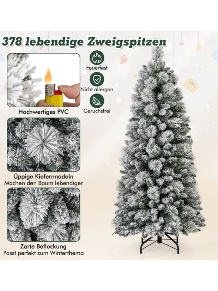COSTWAY Künstliche Weihnachtsbäume<150cm Künstlich Weihnachtsbaum mit Beleuchtung in Weiß