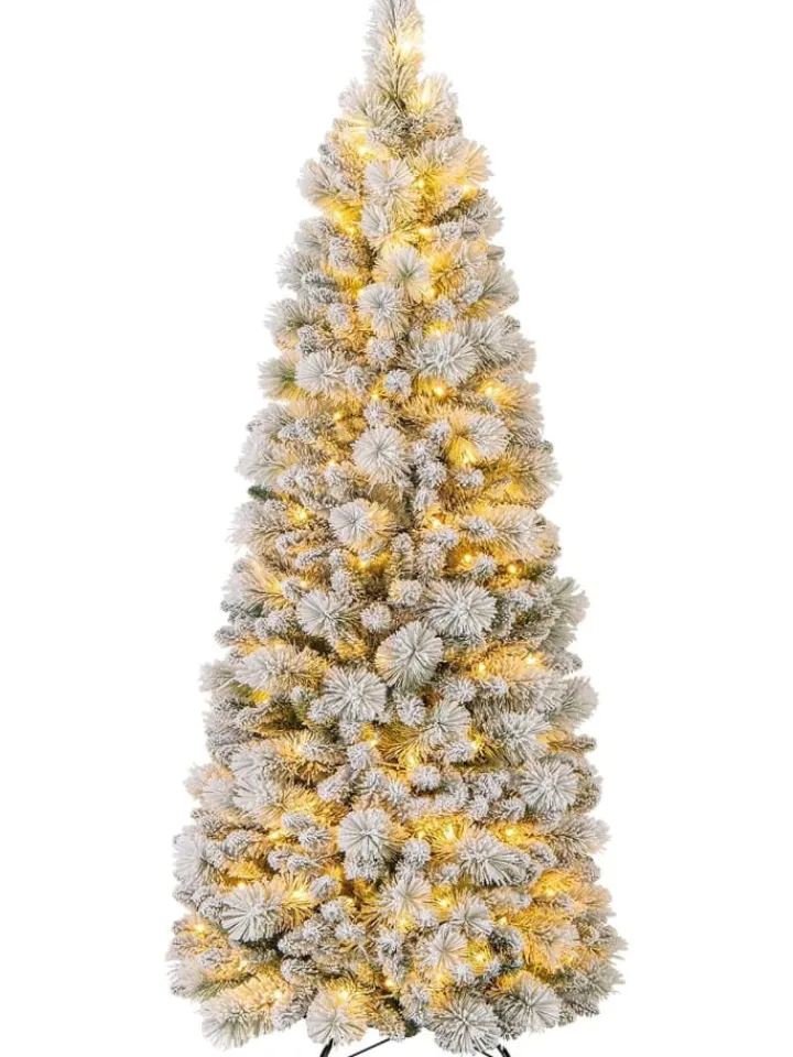 COSTWAY Künstliche Weihnachtsbäume<180cm Künstlich Weihnachtsbaum mit Beleuchtung in Weiß