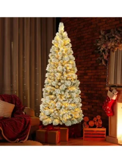 COSTWAY Künstliche Weihnachtsbäume<180cm Künstlich Weihnachtsbaum mit Beleuchtung in Weiß