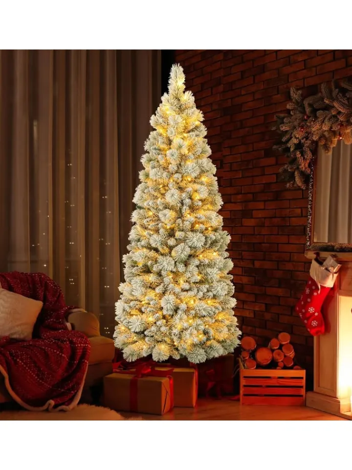 COSTWAY Künstliche Weihnachtsbäume<180cm Künstlich Weihnachtsbaum mit Beleuchtung in Weiß