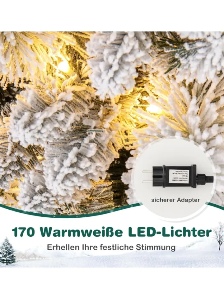 COSTWAY Künstliche Weihnachtsbäume<180cm Künstlich Weihnachtsbaum mit Beleuchtung in Weiß