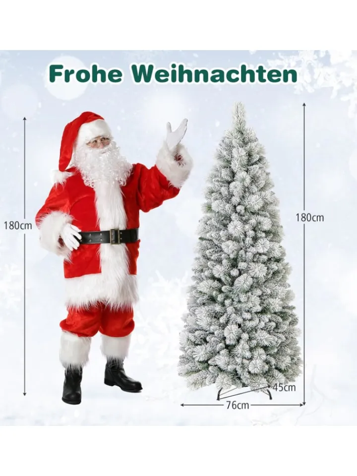 COSTWAY Künstliche Weihnachtsbäume<180cm Künstlich Weihnachtsbaum mit Beleuchtung in Weiß