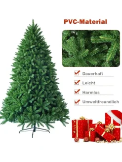 COSTWAY Künstliche Weihnachtsbäume<180cm Künstlicher Weihnachtsbaum mit Metallständer in Grün