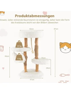 COSTWAY Katzen<87cm Kratzbaum in Weiß