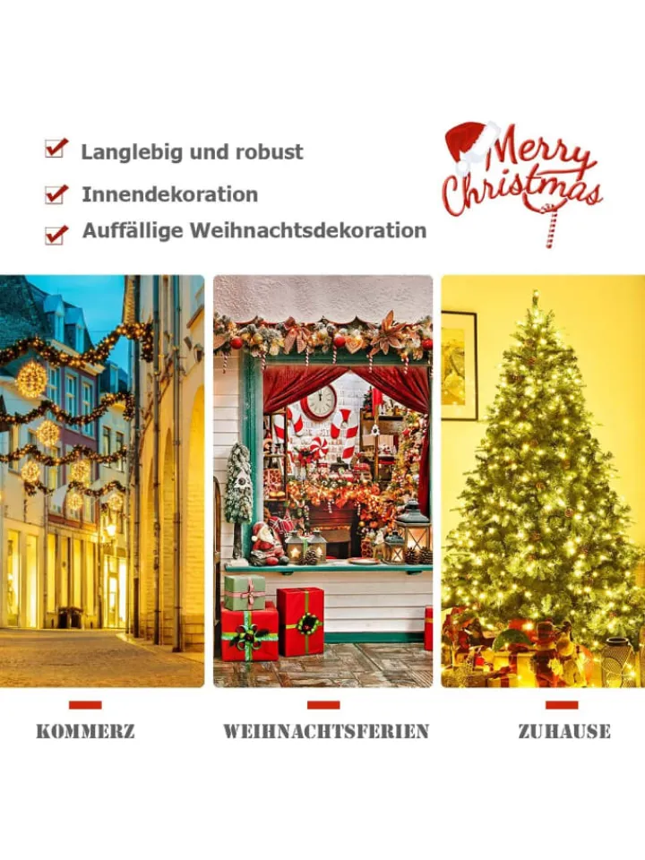 COSTWAY Künstliche Weihnachtsbäume<240cm LED Künstlicher Weihnachtsbaum in Grün