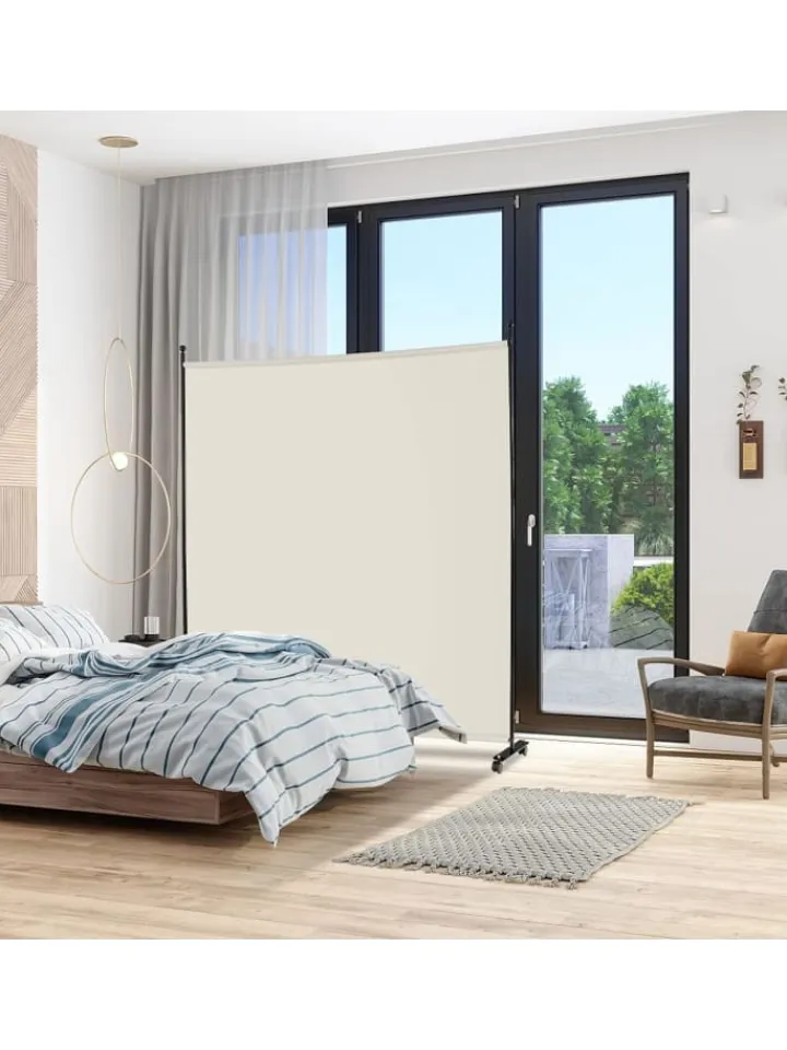 COSTWAY Paravents<184cm Raumteiler auf Rollen in Beige