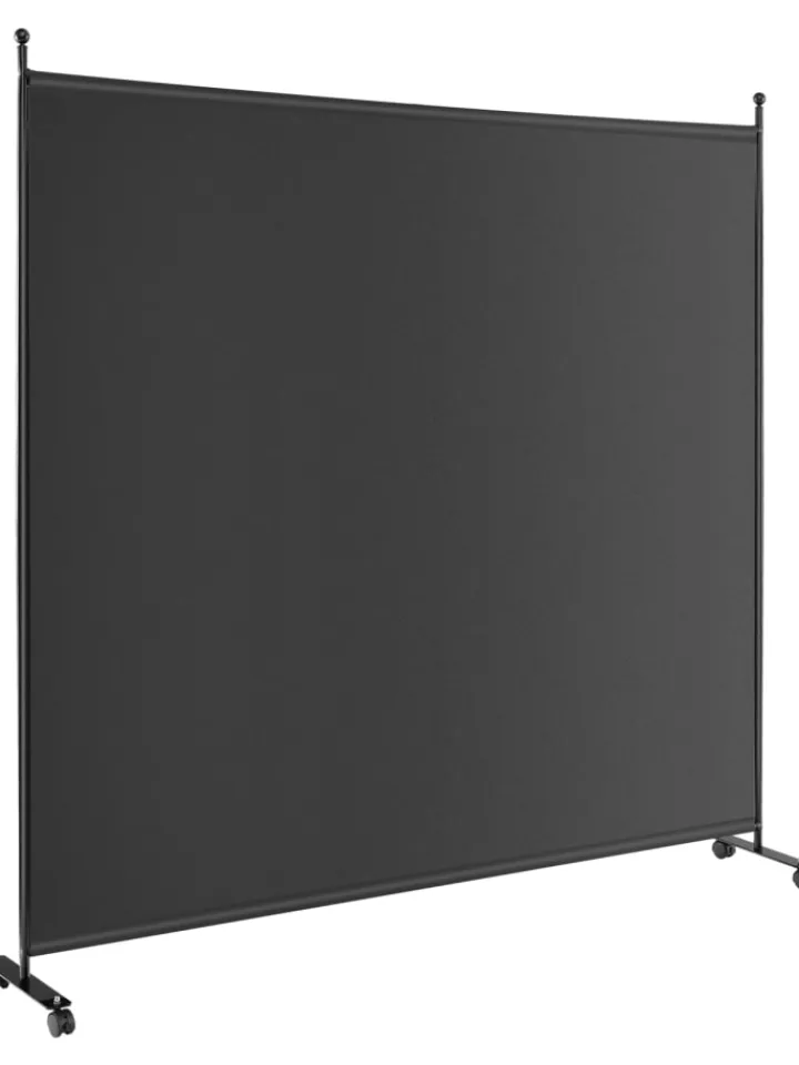 COSTWAY Paravents<184cm Raumteiler auf Rollen in Schwarz