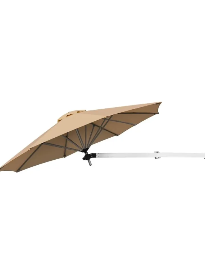 COSTWAY Gartenmöbel<Ø247cm Sonnenschirm wandmontiert in Hellbraun