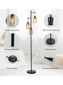 COSTWAY Stehleuchten<164cm Standleuchte in Schwarz