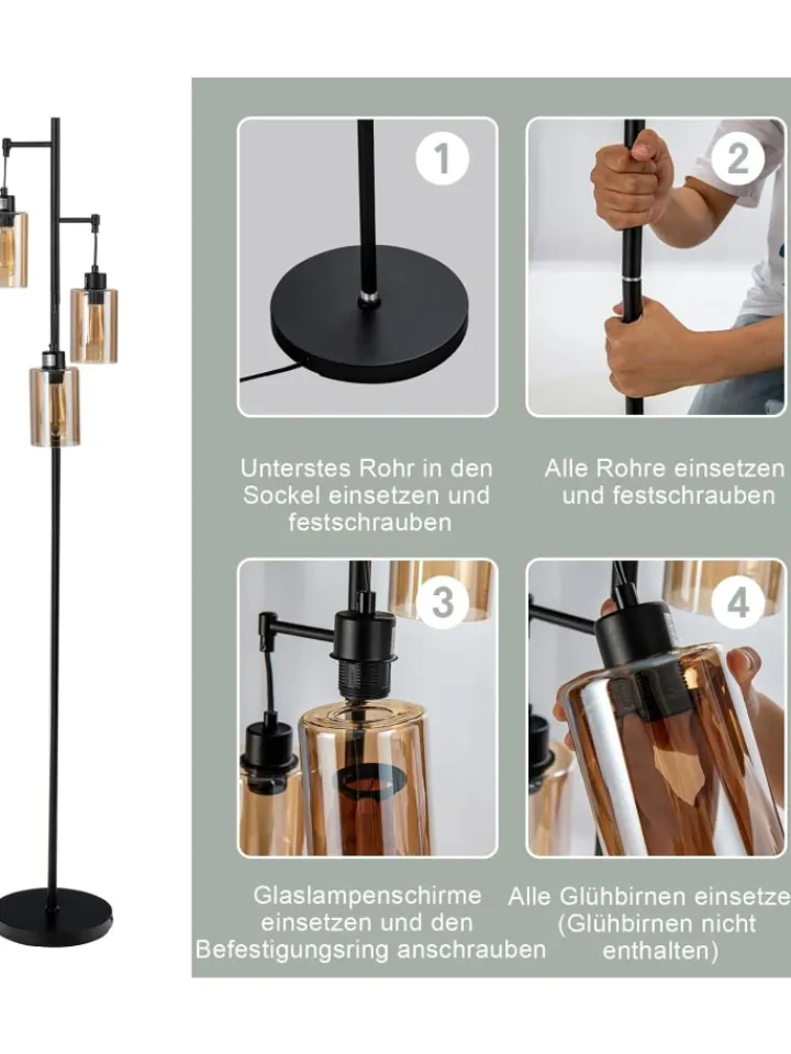 COSTWAY Stehleuchten<164cm Standleuchte in Schwarz