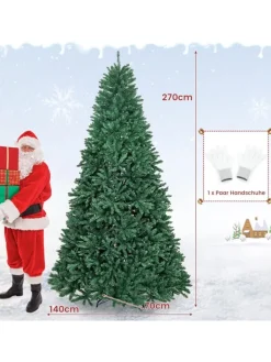 COSTWAY Künstliche Weihnachtsbäume<270cm Weihnachtsbaum Christbaum in Grün