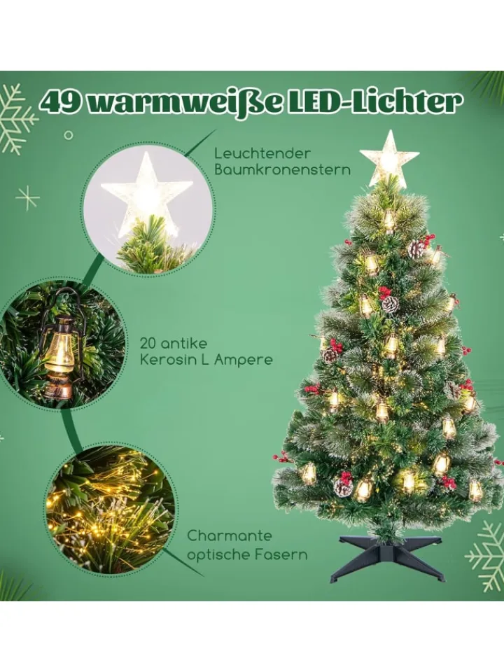 COSTWAY Künstliche Weihnachtsbäume<150cm Weihnachtsbaum Künstlich mit Beleuchtung in Grün