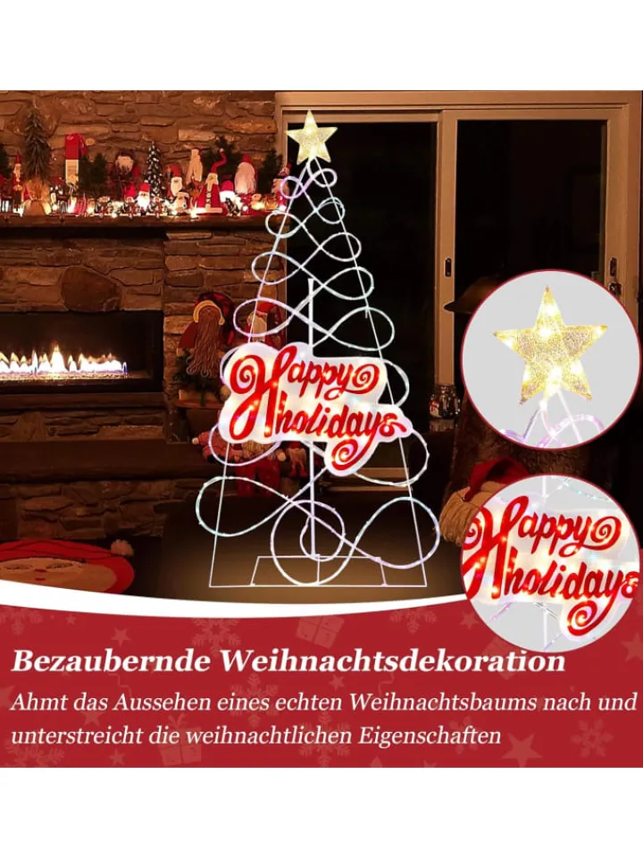 COSTWAY Künstliche Weihnachtsbäume<170cm Weihnachtsbaum mit 216 LEDs in Bunt