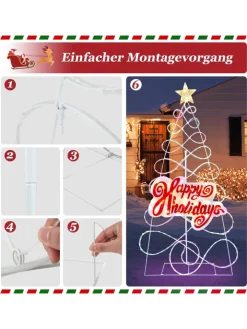 COSTWAY Künstliche Weihnachtsbäume<170cm Weihnachtsbaum mit 216 LEDs in Bunt