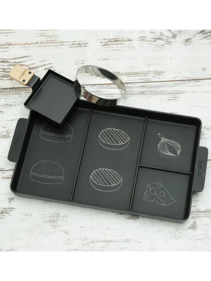 MARELIDA Grillen<Cookut Burger Set 3in1 Burgerplatte/Burgerring/Pfanne 40x23cm in schwarz