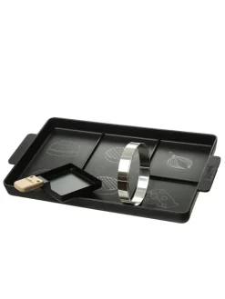 MARELIDA Grillen<Cookut Burger Set 3in1 Burgerplatte/Burgerring/Pfanne 40x23cm in schwarz