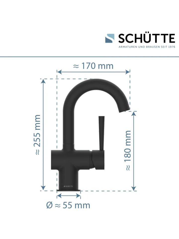 Franz Joseph Schütte Badarmaturen<CORNWALL Waschtischarmatur, Schwarz matt