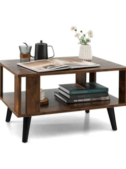 COSTWAY Tische<Couchtisch 2 Ebenen 70x50x41cm in Braun
