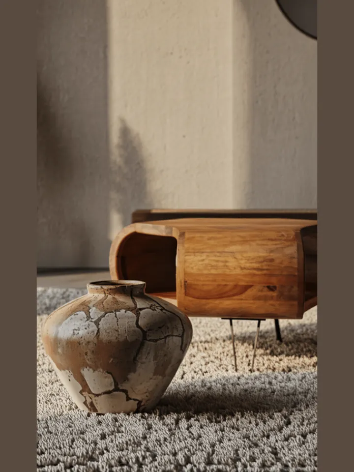 KADIMA DESIGN Tische<Couchtisch | Sheesham, 55x55x38cm, Ablage, Metallgestell