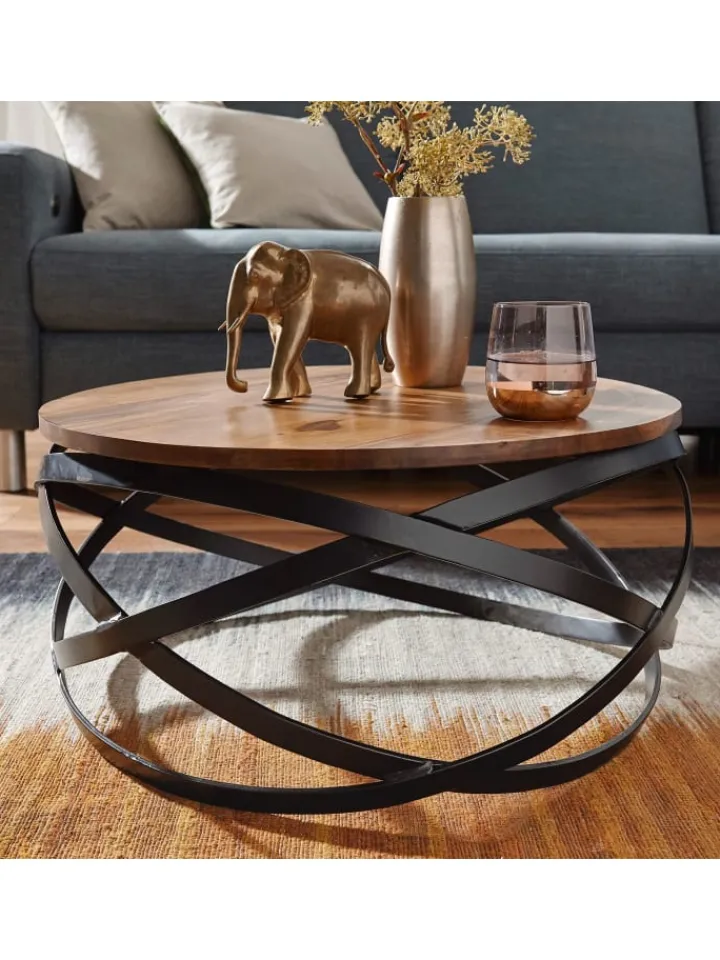 KADIMA DESIGN Tische<Couchtisch | Sheesham/Metall, 60x30x60cm, Industrial