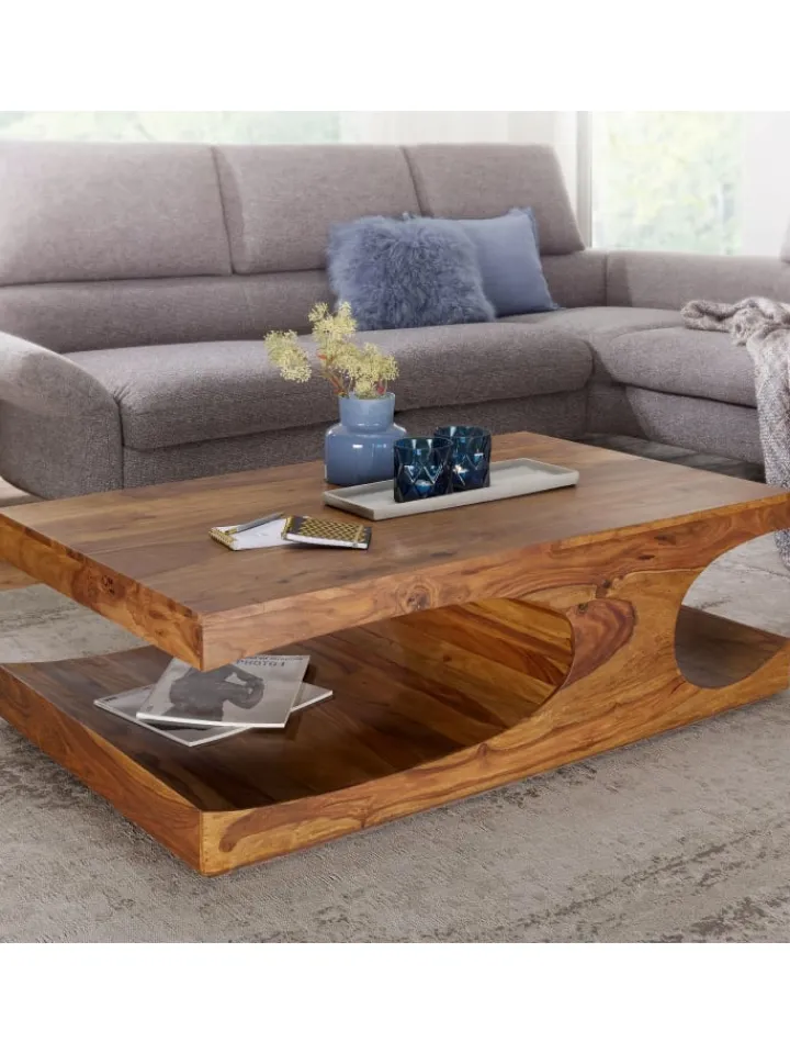 KADIMA DESIGN Tische<Couchtisch BOHA Massiv-Holz 118 cm breit Wohnzimmer-Tisch in Massivholz