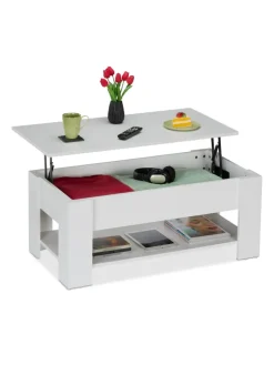 relaxdays Tische<Couchtisch in Weiß - (B)98 x (H)42 x (T)50 cm