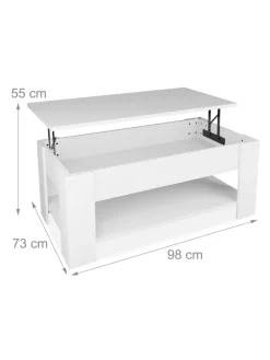 relaxdays Tische<Couchtisch in Weiß - (B)98 x (H)42 x (T)50 cm