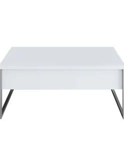 Evila Tische<Couchtisch in Weiß/ Silber - (B)90 x (H)60 x (T)40 cm