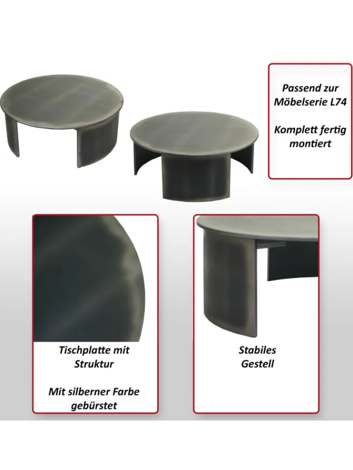 MCW Möbel-Sets<Couchtisch L74 Industrial rund