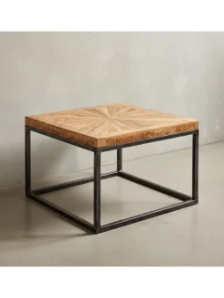 KADIMA DESIGN Tische<Couchtisch Mango Massivholz 55x40x55 cm Tisch mit Metallgestell