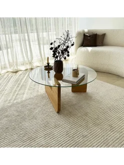 Evila Tische<Couchtisch "Mia" in Hellbraun/ Transparent - (H)35 x Ø 75 cm