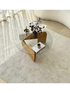 Evila Tische<Couchtisch "Mia" in Hellbraun/ Transparent - (H)35 x Ø 75 cm