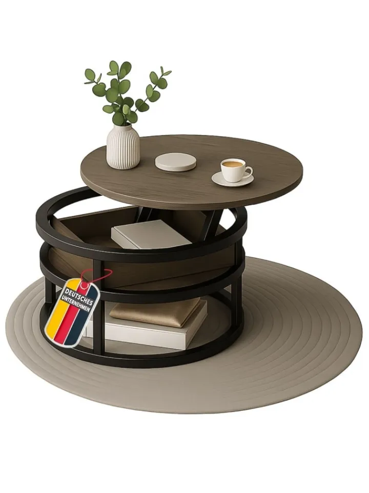 Coemo Tische<Couchtisch Swing aus Metall mit verstellbarer Holz Tischplatte in Grau