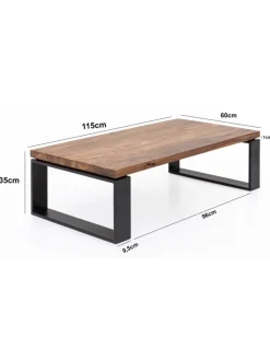 KADIMA DESIGN Tische<Couchtisch WL5.650 115x35x60 cm Massiv Holz Sofatisch mit