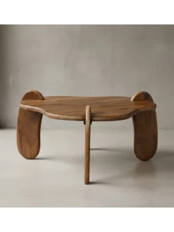 KADIMA DESIGN Tische<Couchtisch 78x78x39,5 cm Mango Massivholz Walnussfarben Sofatisch