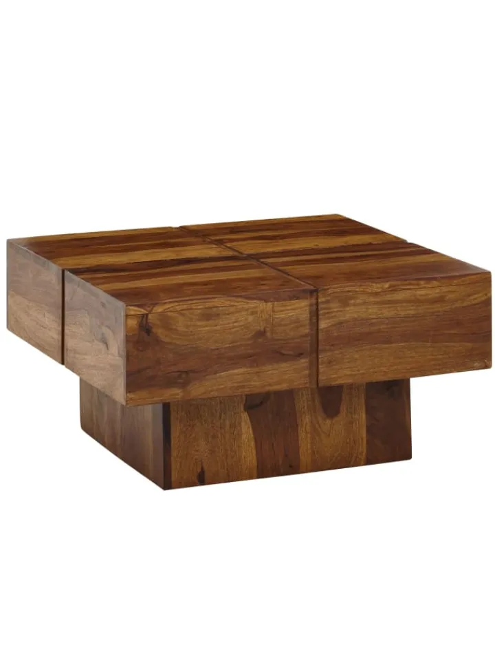 KADIMA DESIGN Tische<Couchtisch 57,5x57,5x30 cm Massivholz Sofatisch Quadratisch,