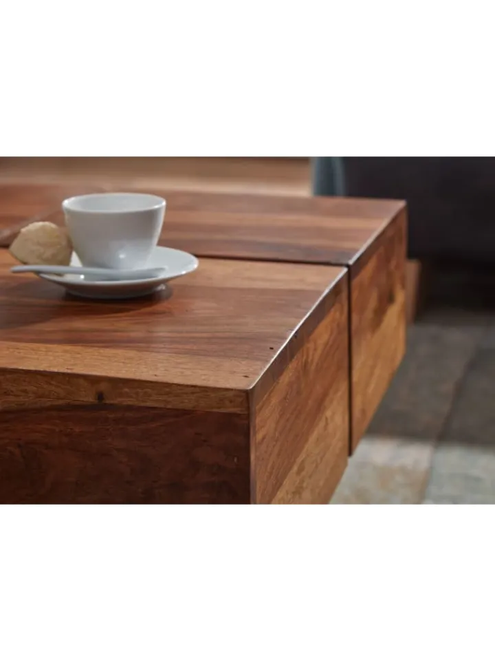 KADIMA DESIGN Tische<Couchtisch 57,5x57,5x30 cm Massivholz Sofatisch Quadratisch,