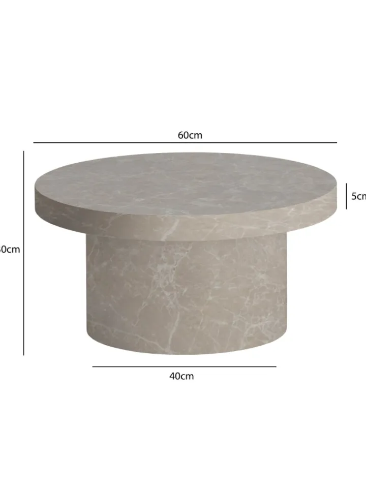 KADIMA DESIGN Tische<Couchtisch 60x60x30 cm Sandfarben Sofatisch in Stein-Optik Modern, in Beige