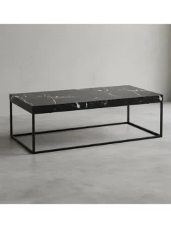 KADIMA DESIGN Tische<Couchtisch 120x60x38 cm Sofatisch in Marmor-Optik Modern, in Schwarz